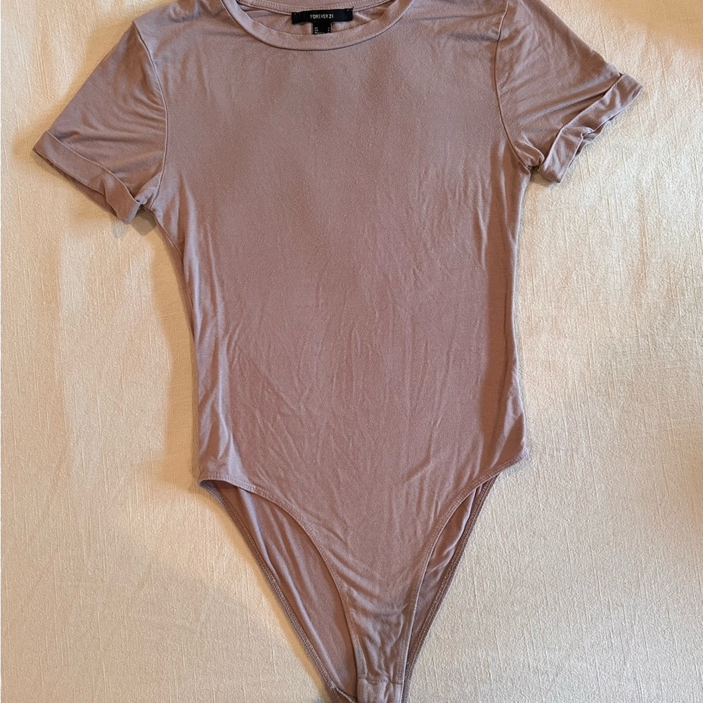 Forever 21 Pink Polo Collar Fitted Bodysuit